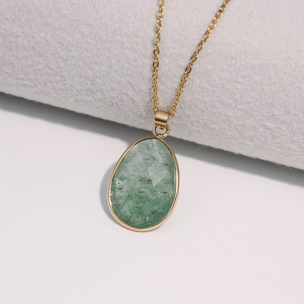Vintage Boho Natural Stone Pendant Necklace French Jewelry
